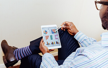 Man working on a tablet